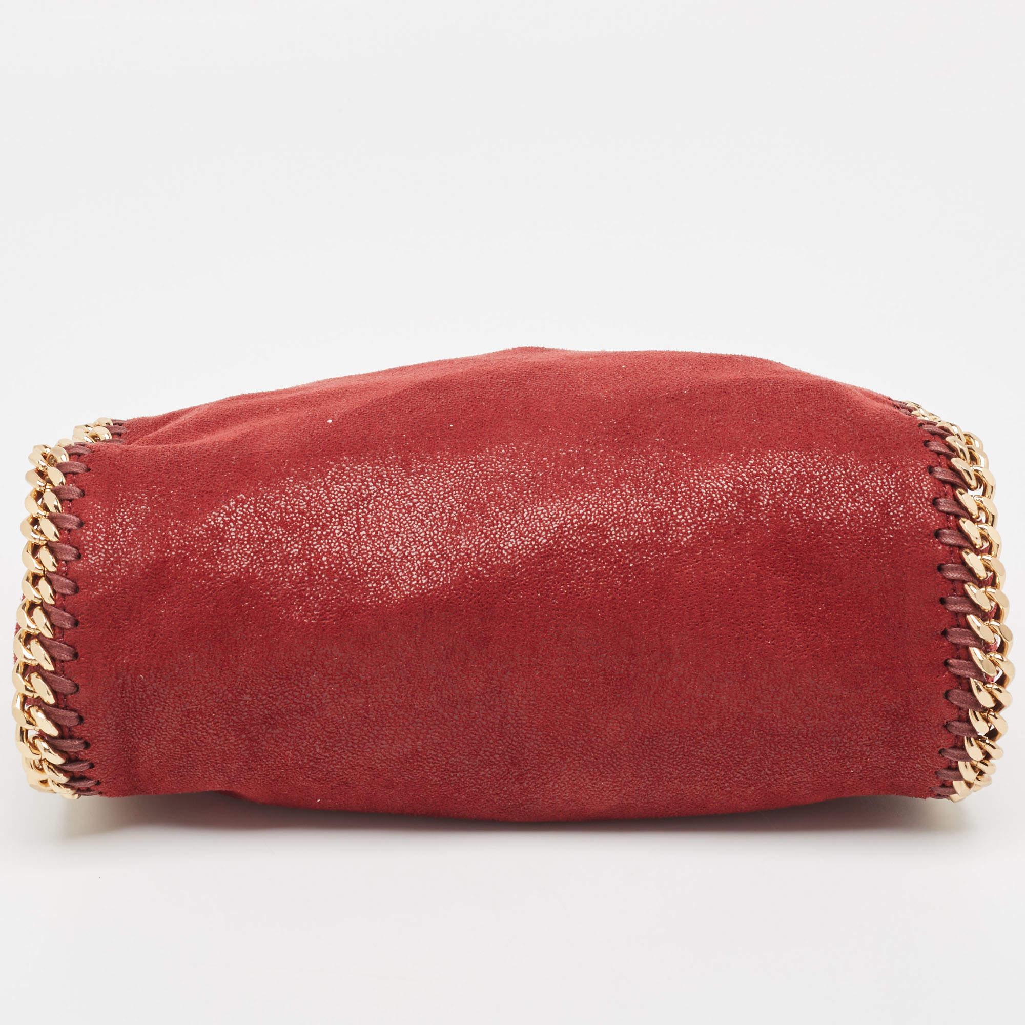 Stella McCartney Burgundy Faux Leather Mini Falabella Tote For Sale 3