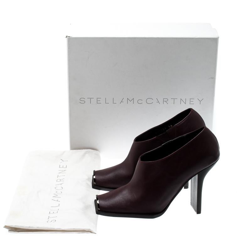 Stella McCartney Burgundy Faux Leather Square Toe Ankle Boots Size 38 3