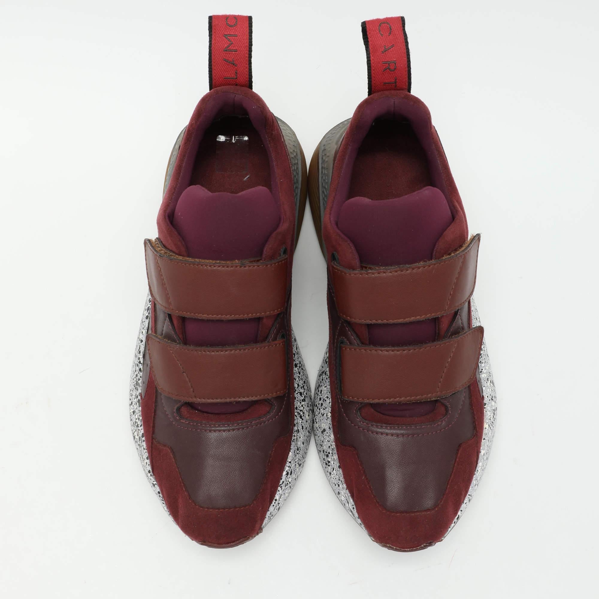 Noir Baskets basses Eclypse Stella McCartney bordeaux en simili cuir et daim, taille 38 en vente