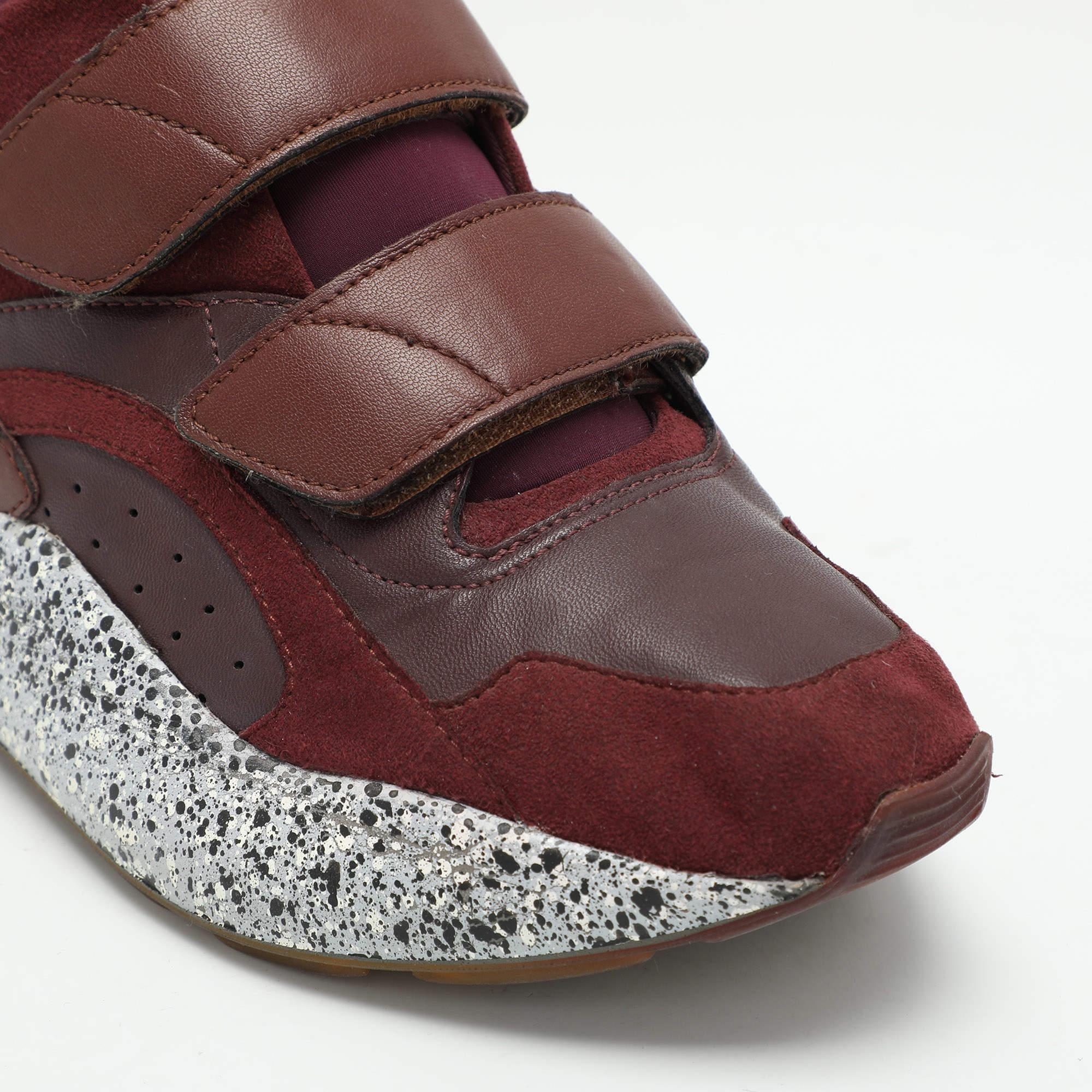 Baskets basses Eclypse Stella McCartney bordeaux en simili cuir et daim, taille 38 en vente 2