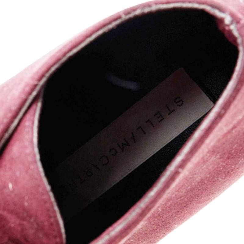 Stella McCartney Burgundy Faux Suede Lace Up Wedge Boots Size 37 2