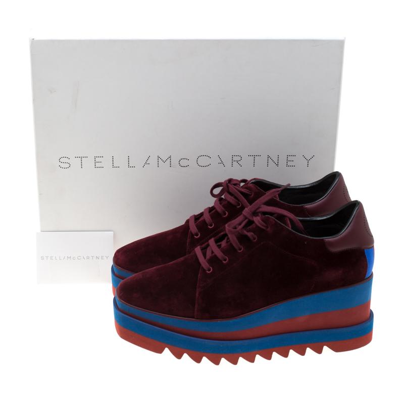 Stella McCartney Burgundy Velvet Elyse Platform Derby Size 40 3