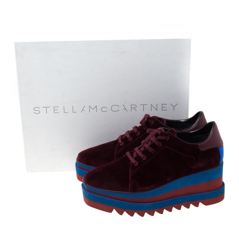 Stella McCartney Burgundy Velvet Elyse Platform Derby Size 40 3