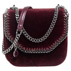 Stella McCartney Burgundy Velvet Falabella Box Shoulder Bag