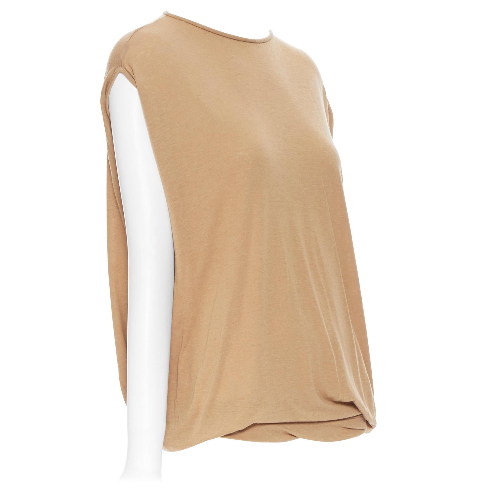 STELLA MCCARTNEY camel brown sleeveless rounded cut cotton top IT36 XS
