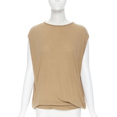 STELLA MCCARTNEY camel brown sleeveless rounded cut cotton top IT36 XS