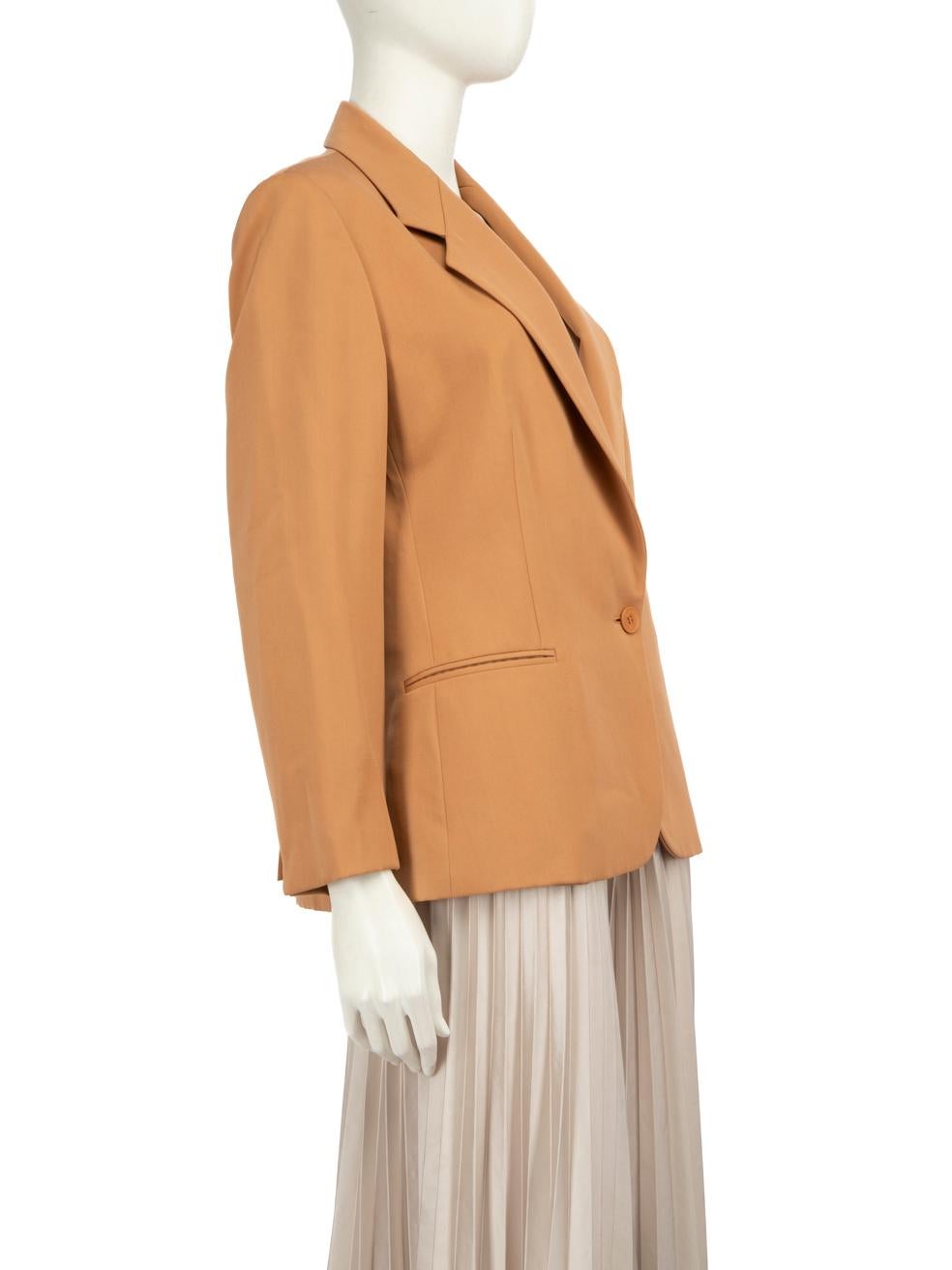 CONDITION is Very Good. Hardly any visible wear to blazer is evident on this used Stella McCartney designer resale item. No size label or composition label.
  
  Details
  
  
  Camel 
  
  Synthetic
  
  Blazer
  
  Single breasted
  
  Button