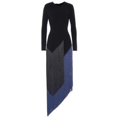 Stella McCartney Camille Asymmetric Fringed Stretch Crepe Midi Dress