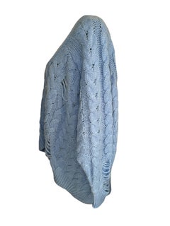 Stella McCartney Cerulean Distressed Cable-Knit Alpaca-Blend Cardigan size Small