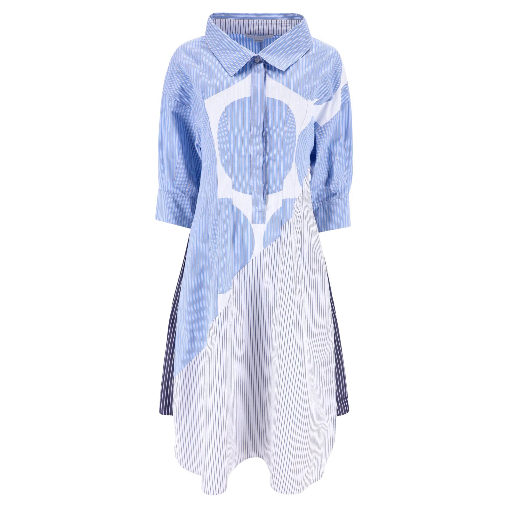 Stella McCartney Circle-Print Striped Cotton Shirt Dress For Sale