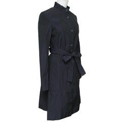 STELLA MCCARTNEY Trench Coat Navy Blue Buttons Mid-Length Belt Clothing Sz 38
