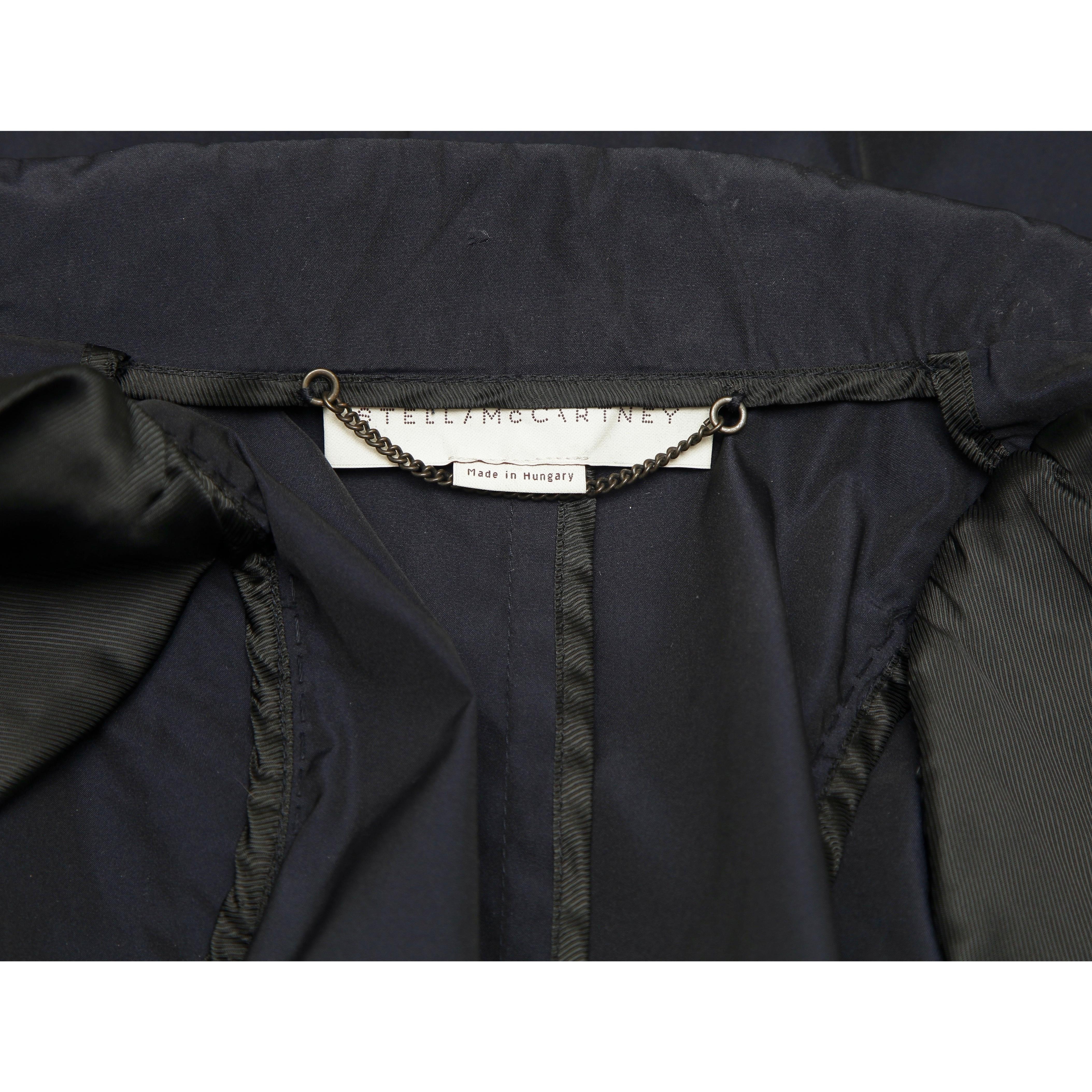 STELLA MCCARTNEY Trench Coat Navy Blue Buttons Mid-Length Belt Clothing Sz 38 For Sale 1