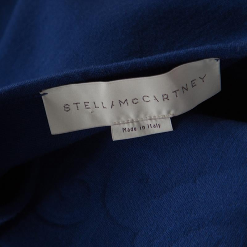 Stella McCartney Cobalt Blue Jacquard Front Panel Detail Long Sleeve Dress M 1