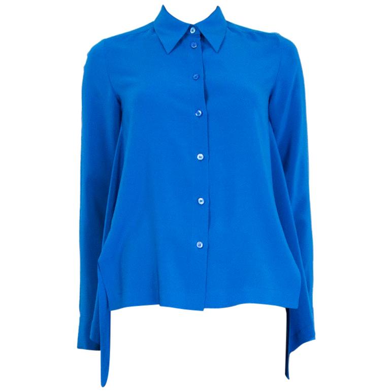STELLA MCCARTNEY cobalt blue silk Button Up Shirt 36 XXS Blouse For Sale