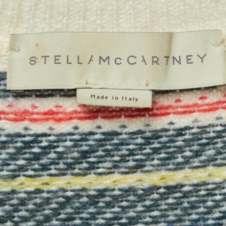 Stella McCartney Pullover aus Wollmischung, cremefarben und grün kariert S im Zustand „Gut“ im Angebot in Dubai, Al Qouz 2