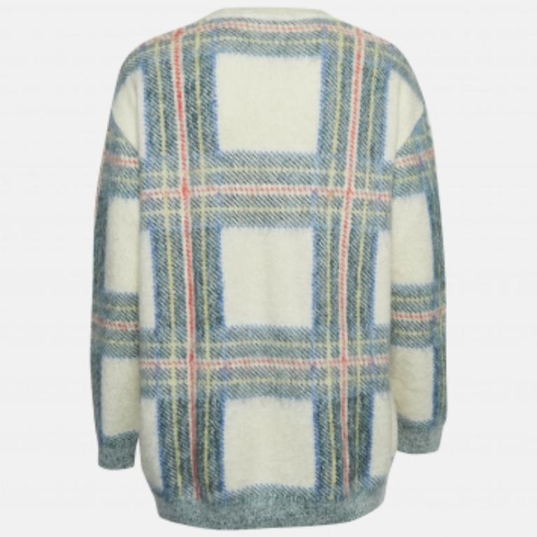 Stella McCartney Pullover aus Wollmischung, cremefarben und grün kariert S im Angebot 1