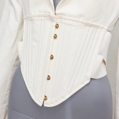 STELLA MCCARTNEY cream boned corset cropped cut out blazer jacket IT40 S