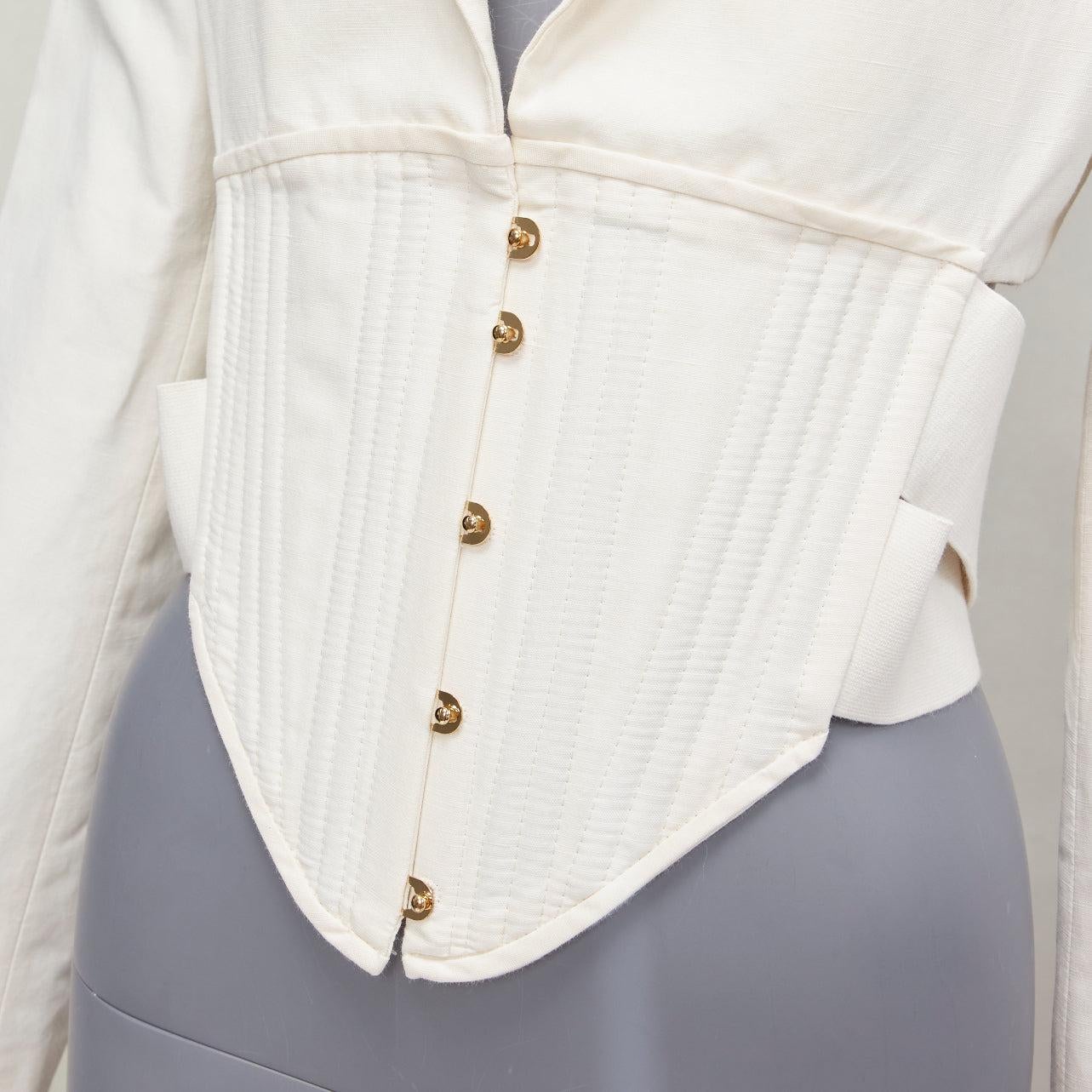 STELLA MCCARTNEY cream boned corset cropped cut out blazer jacket IT40 S
Reference: NKLL/A00179
Brand: Stella McCartney
Designer: Stella McCartney
Material: Feels like linen
Color: Cream
Pattern: Solid
Closure: Hook & Bar
Lining: Cream Fabric
Extra