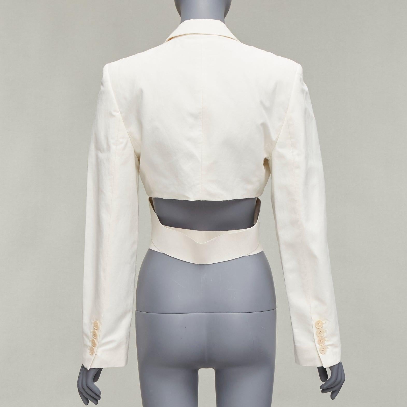 Women's STELLA MCCARTNEY cream boned corset cropped cut out blazer jacket IT40 S