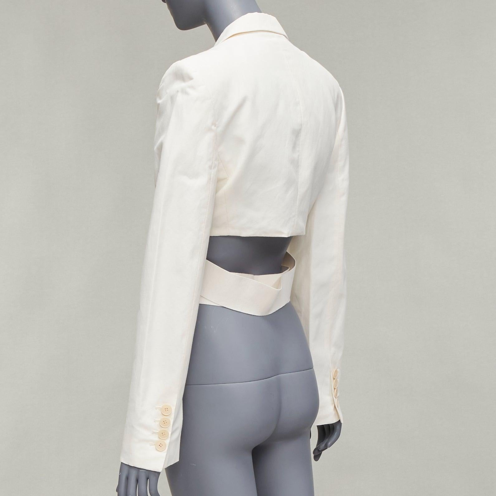 STELLA MCCARTNEY cream boned corset cropped cut out blazer jacket IT40 S 1