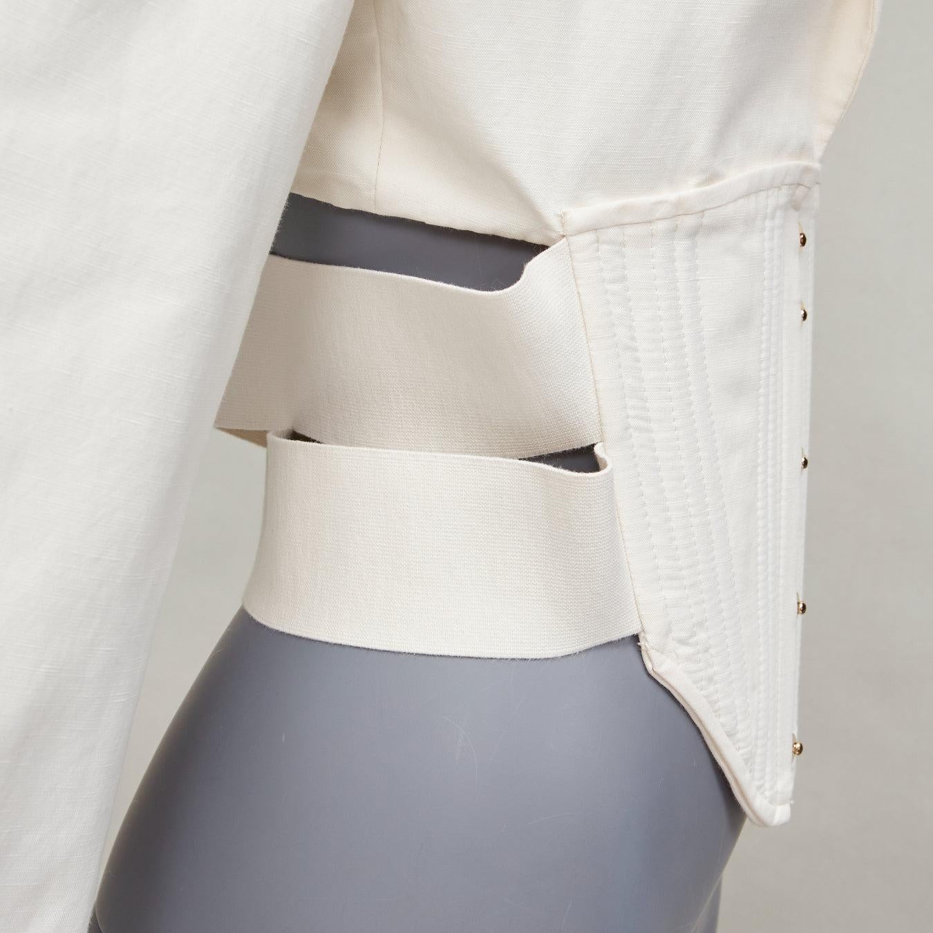 STELLA MCCARTNEY cream boned corset cropped cut out blazer jacket IT40 S 3