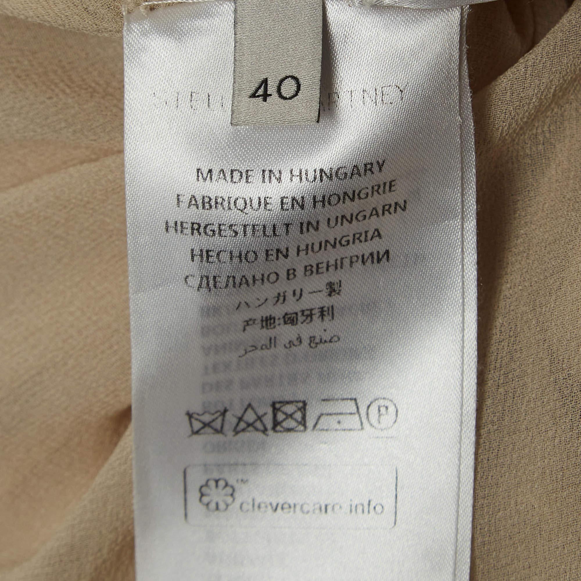 Stella McCartney Cream Carleigh Shirred Silk-Georgette Maxi Dress S For Sale 1