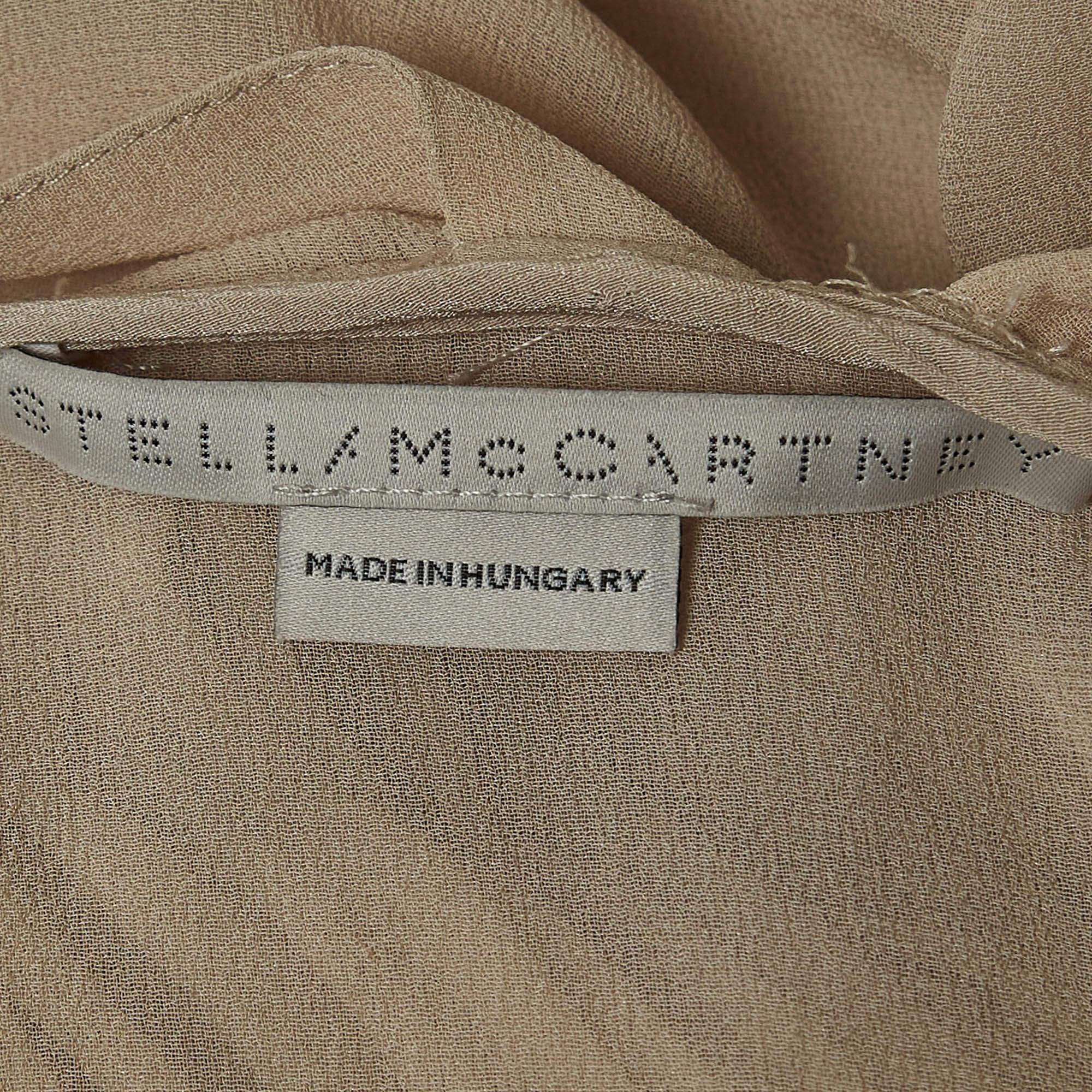 Stella McCartney Cream Carleigh Shirred Silk-Georgette Maxi Dress S For Sale 4