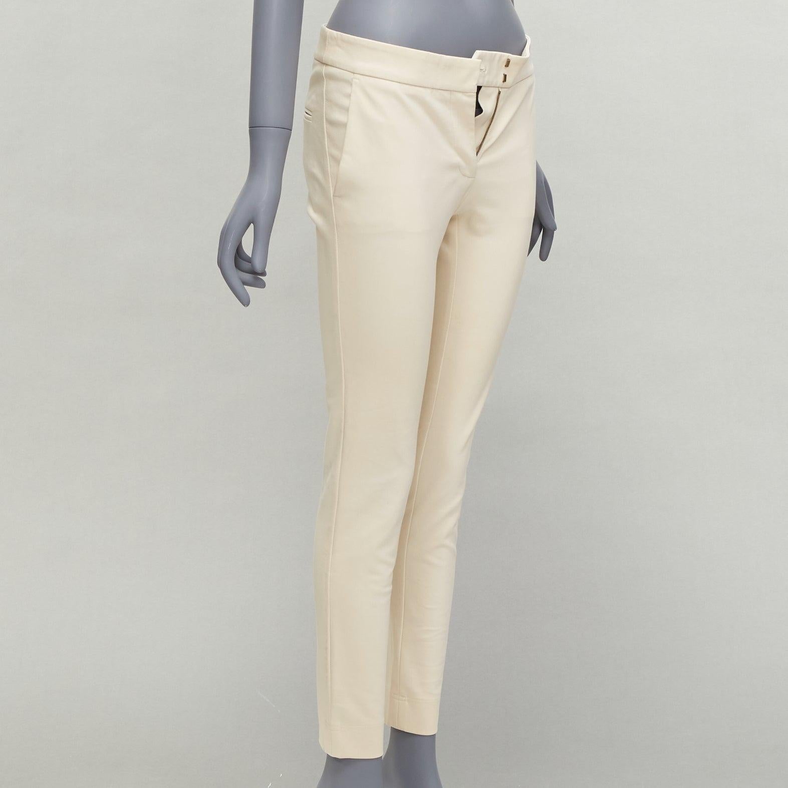 Beige STELLA MCCARTNEY cream cotton blend stretchy cropped skinny pants IT38 XS For Sale