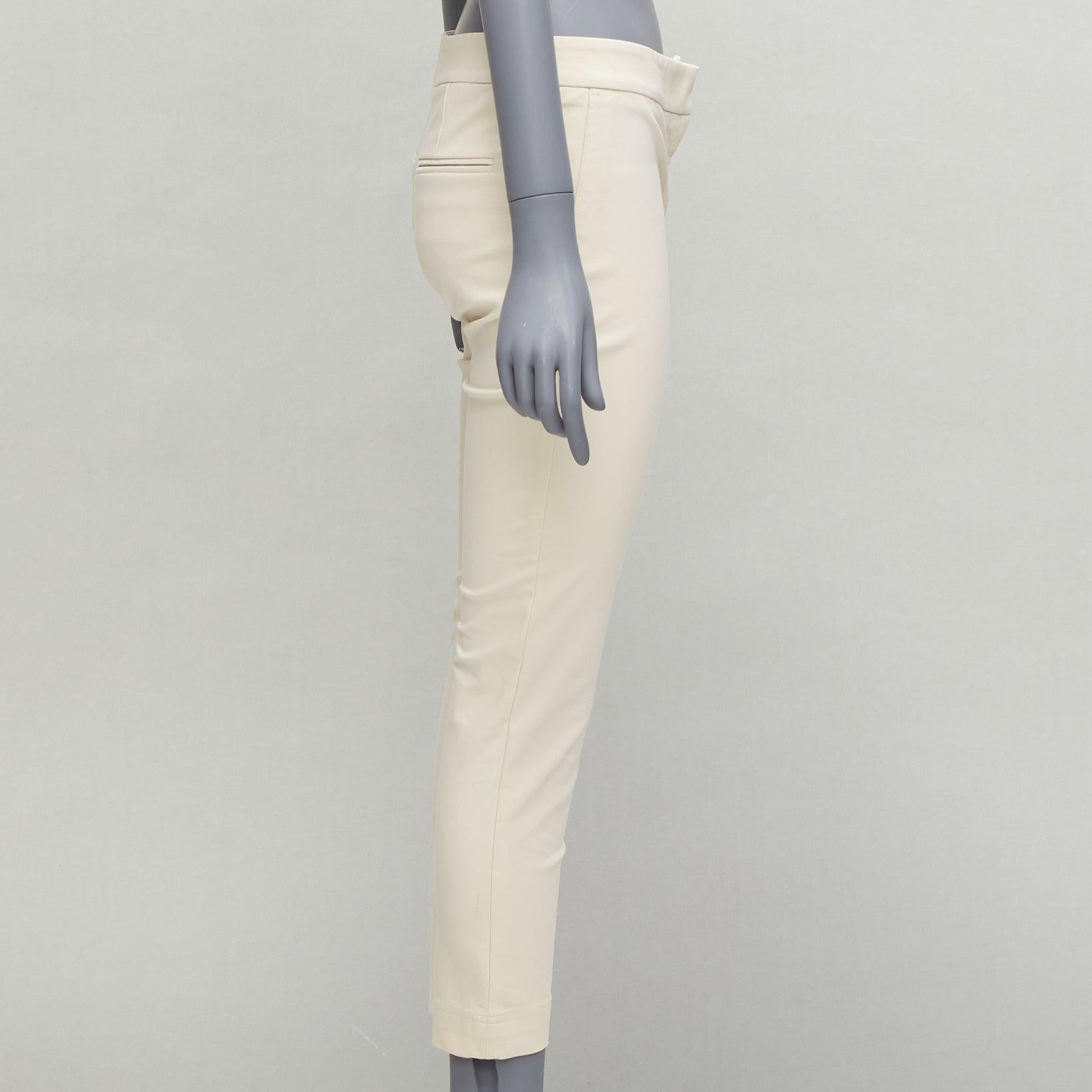 STELLA MCCARTNEY cream cotton blend stretchy cropped skinny pants IT38 XS In Fair Condition For Sale In Hong Kong, NT