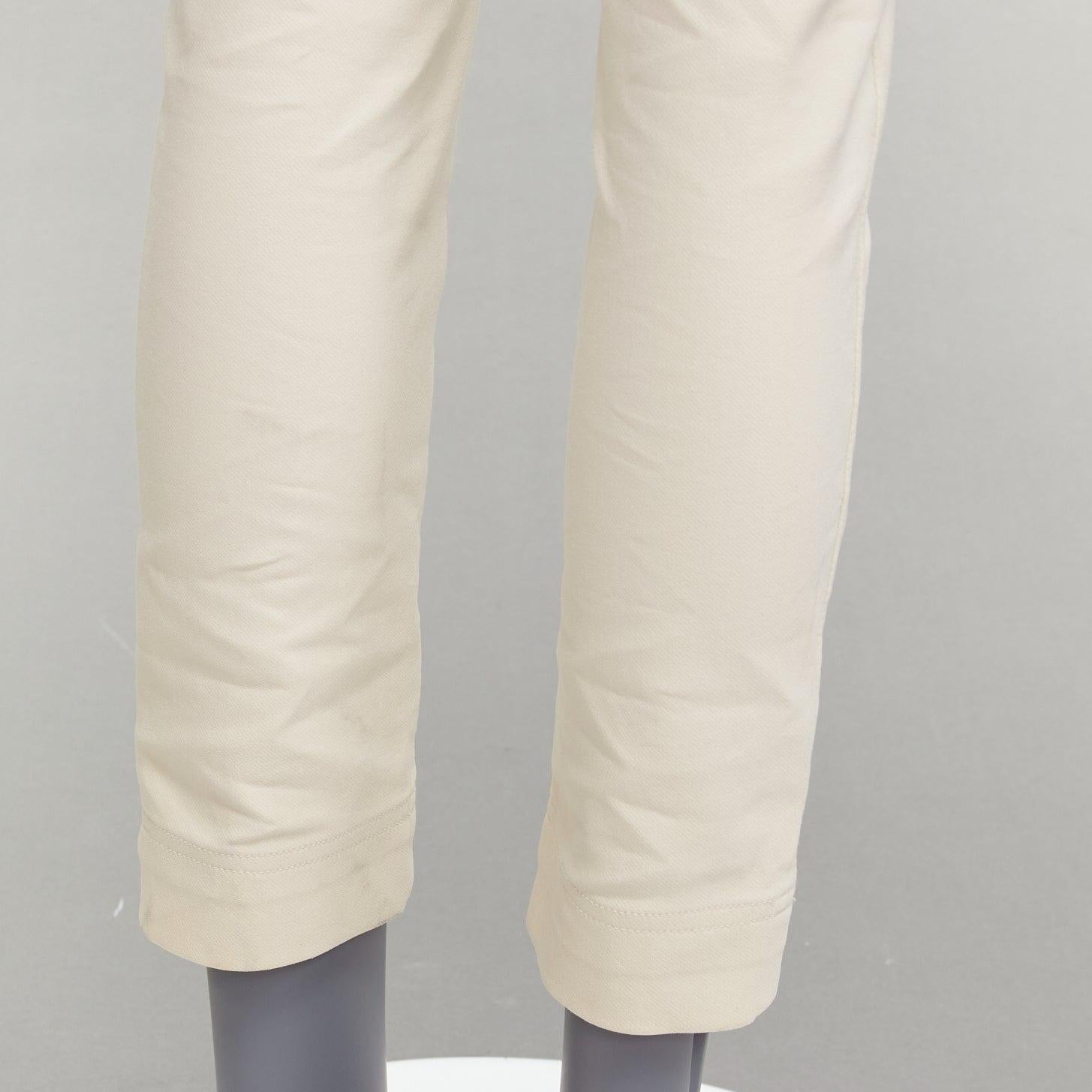 STELLA MCCARTNEY cream cotton blend stretchy cropped skinny pants IT38 XS For Sale 3