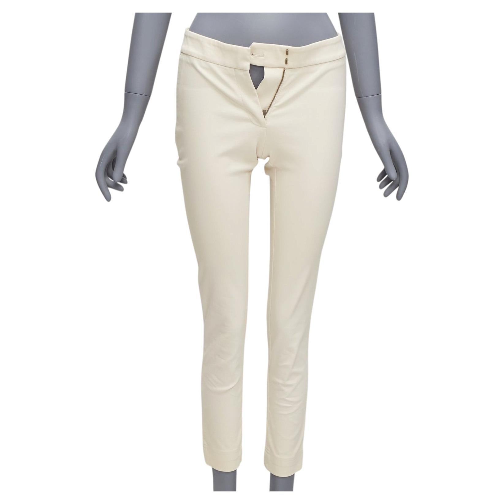 STELLA MCCARTNEY cream cotton blend stretchy cropped skinny pants IT38 XS