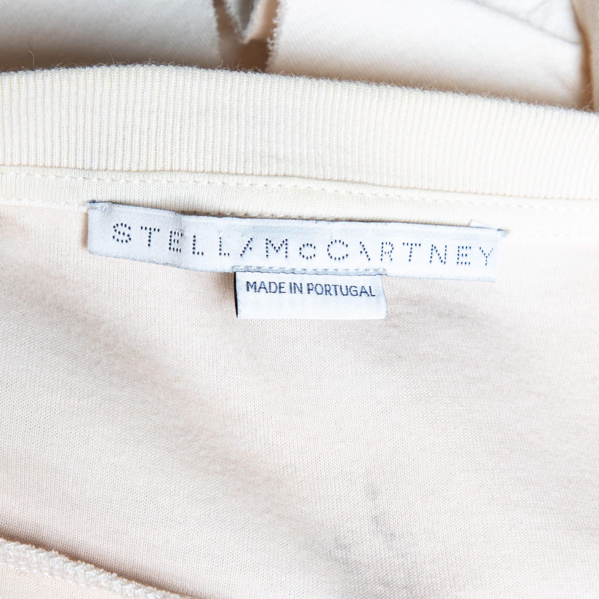Stella McCartney - Sweat-shirt en tricot de coton crème avec bordure à volants S en vente 1