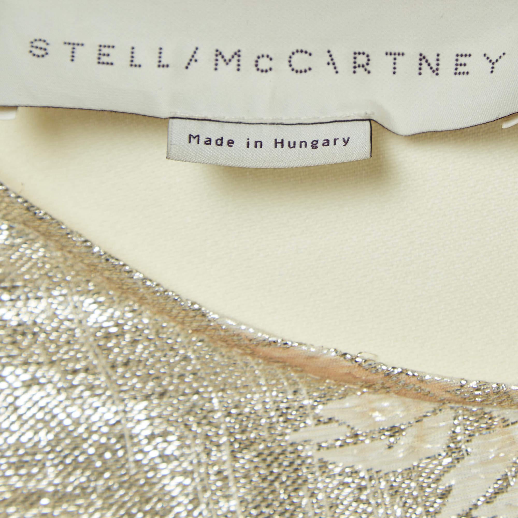 Stella McCartney Cream/Gold Brocade Full Sleeves Jumper Top M 2