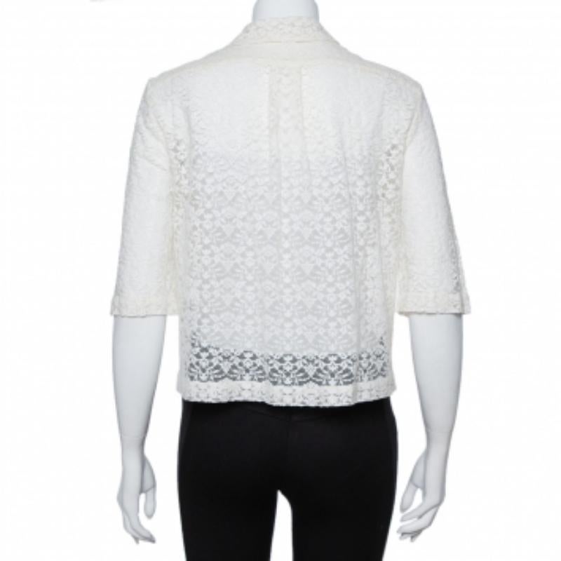 Stella McCartney - Crop Top trasparente in pizzo con bottoni sul davanti - M. I. in vendita 1