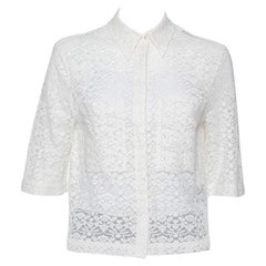 Stella McCartney Cream Lace Button Front Sheer Crop Top M