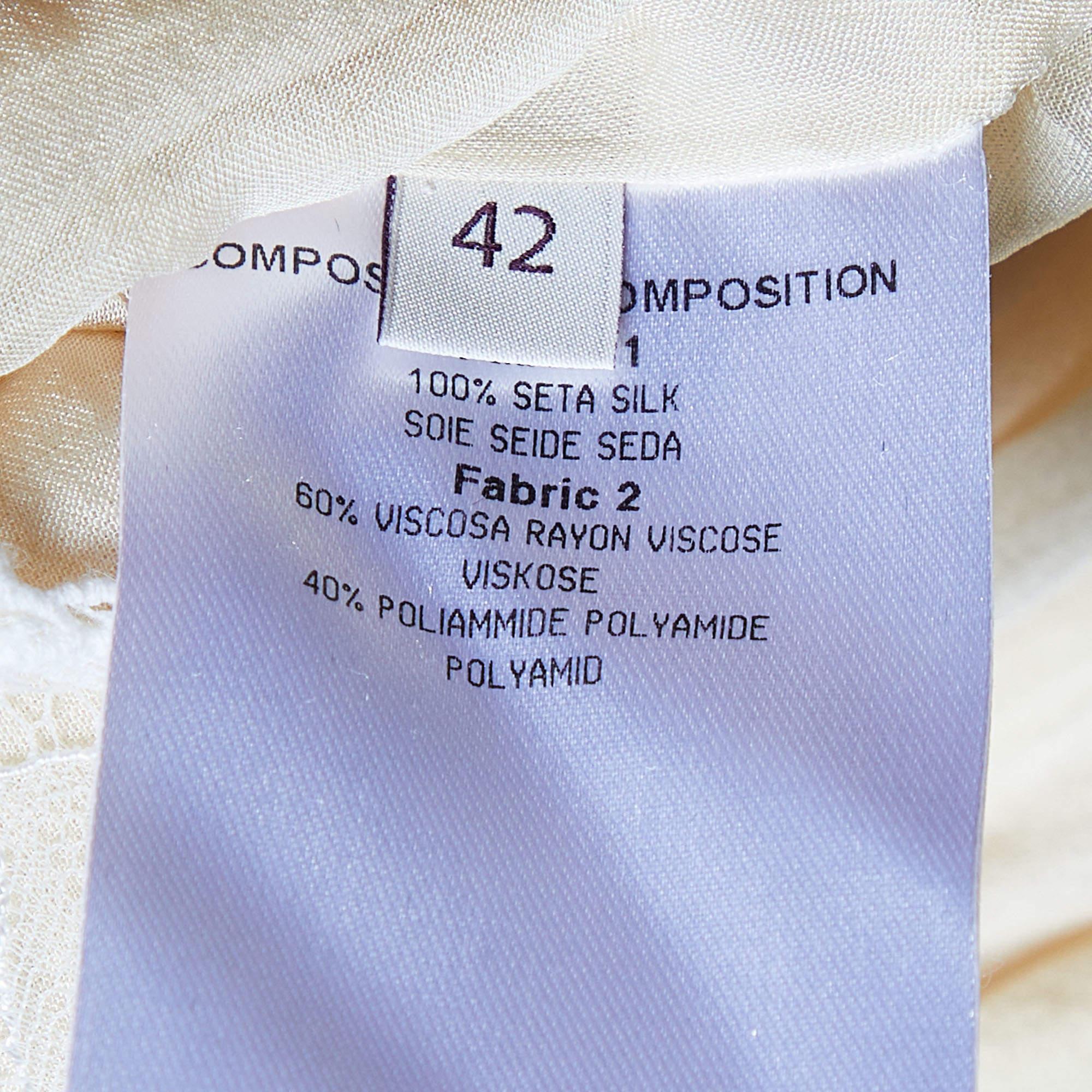 Stella McCartney - Robe longue sans manches en soie et dentelle crème M Pour femmes en vente