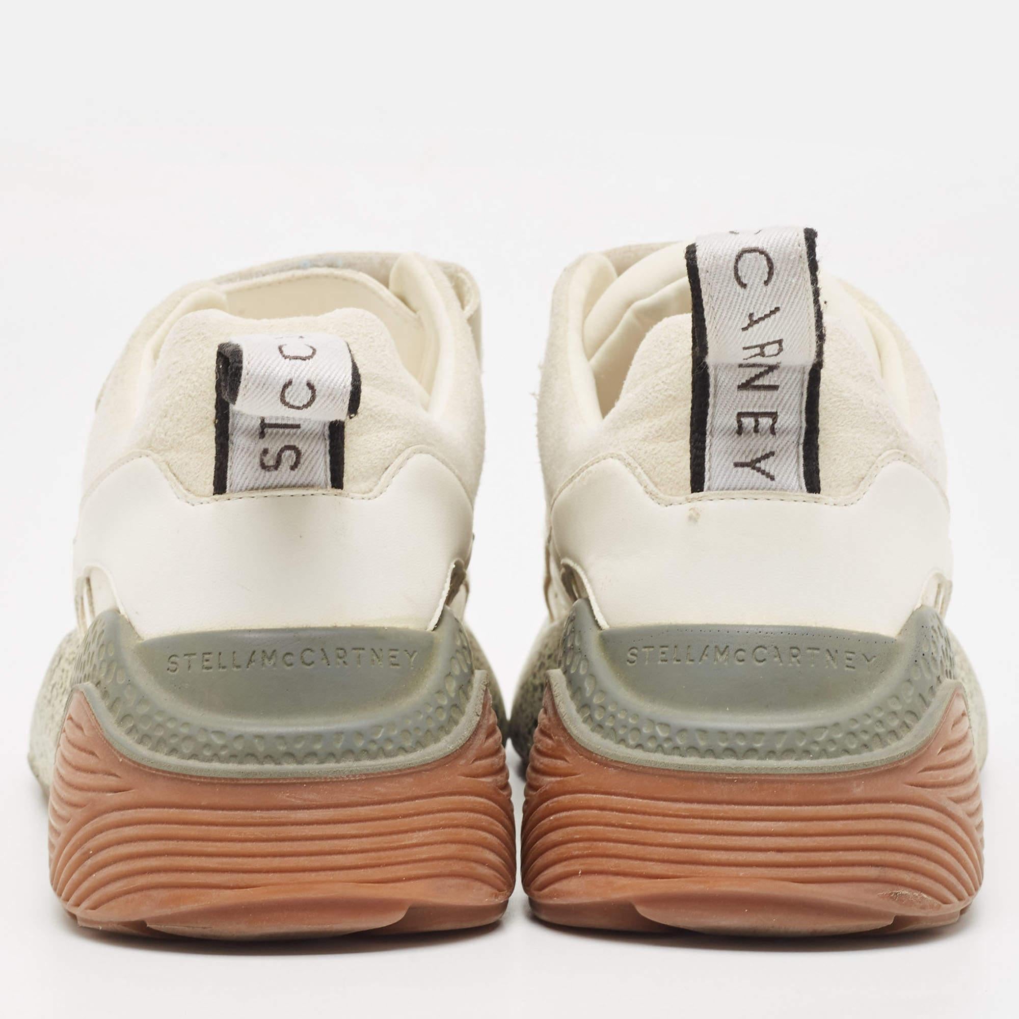 Women's Stella McCartney Cream/White Faux Suede & Faux Velcro Strap Sneakers Size 38