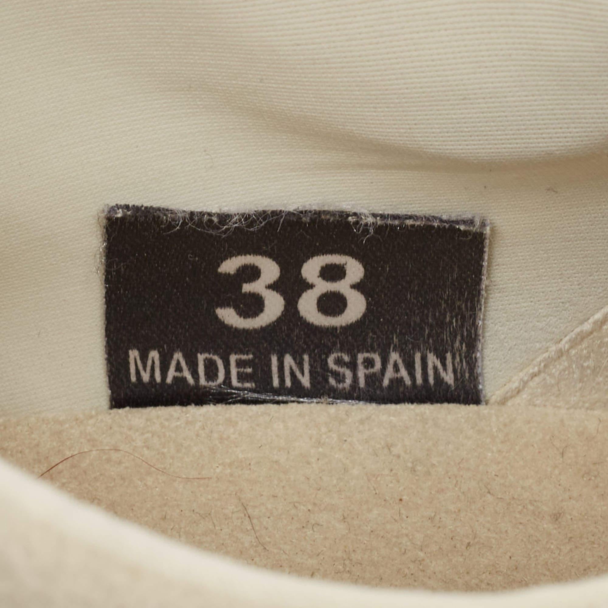 Stella McCartney Cream/White Faux Suede & Faux Velcro Strap Sneakers Size 38 3