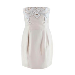 Stella McCartney Cream Wool Cashmere Embellished Bustier Dress