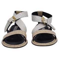 Stella McCartney Crisscross Sandals in White Textured Leather