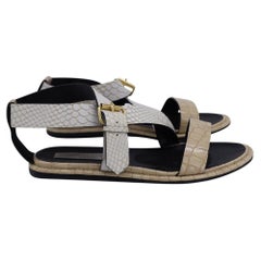 Stella McCartney Crisscross Sandals in White Textured Leather