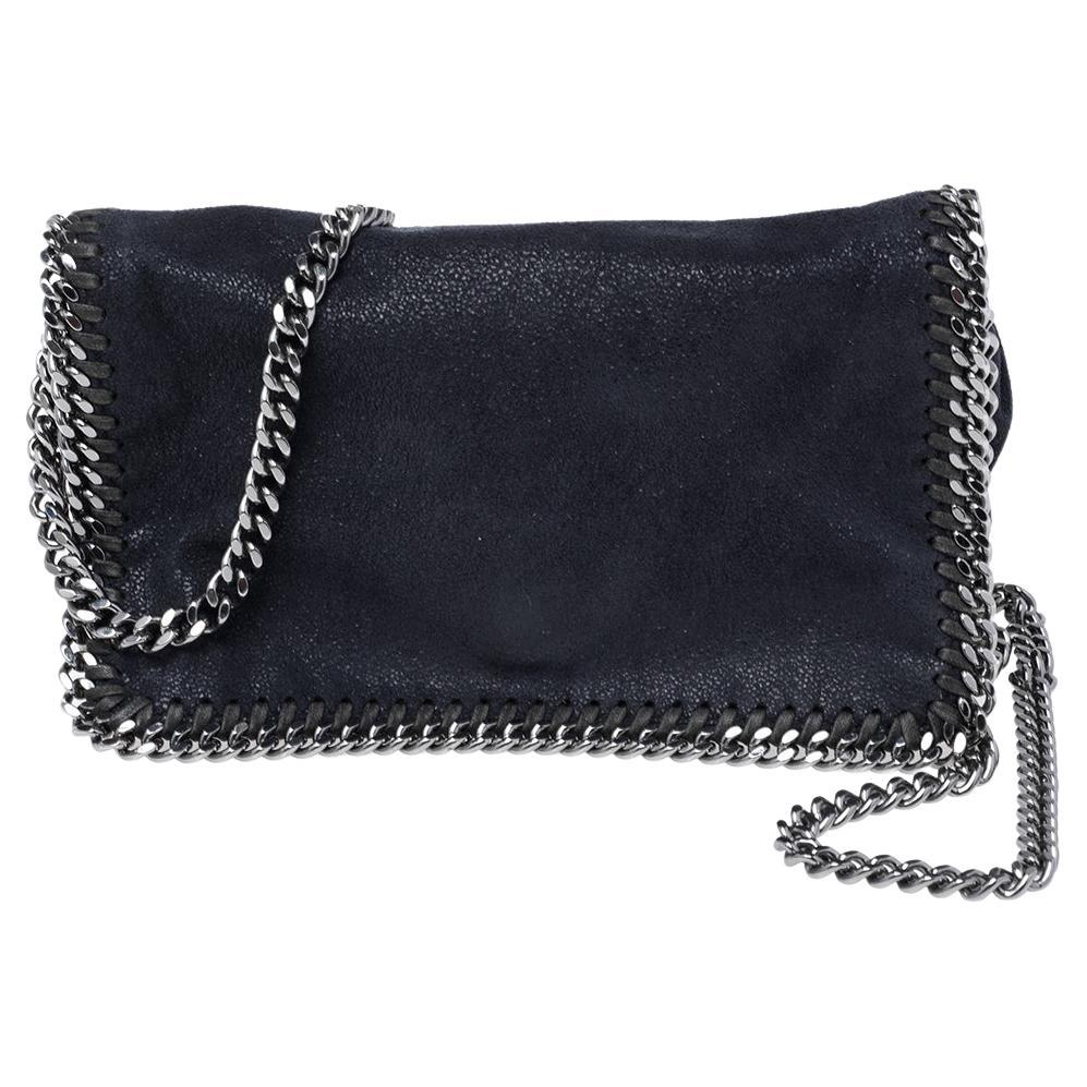 Stella McCartney Dark Blue Faux Suede Falabella Shoulder Bag