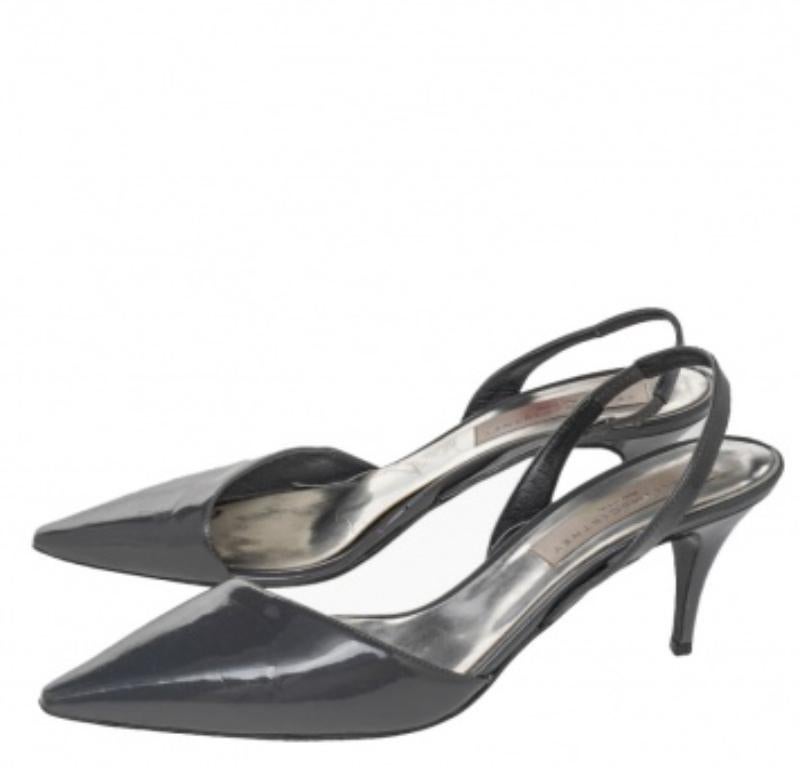 Grigio Stella McCartney - Sandali in finta pelle verniciata grigio scuro - taglia 37