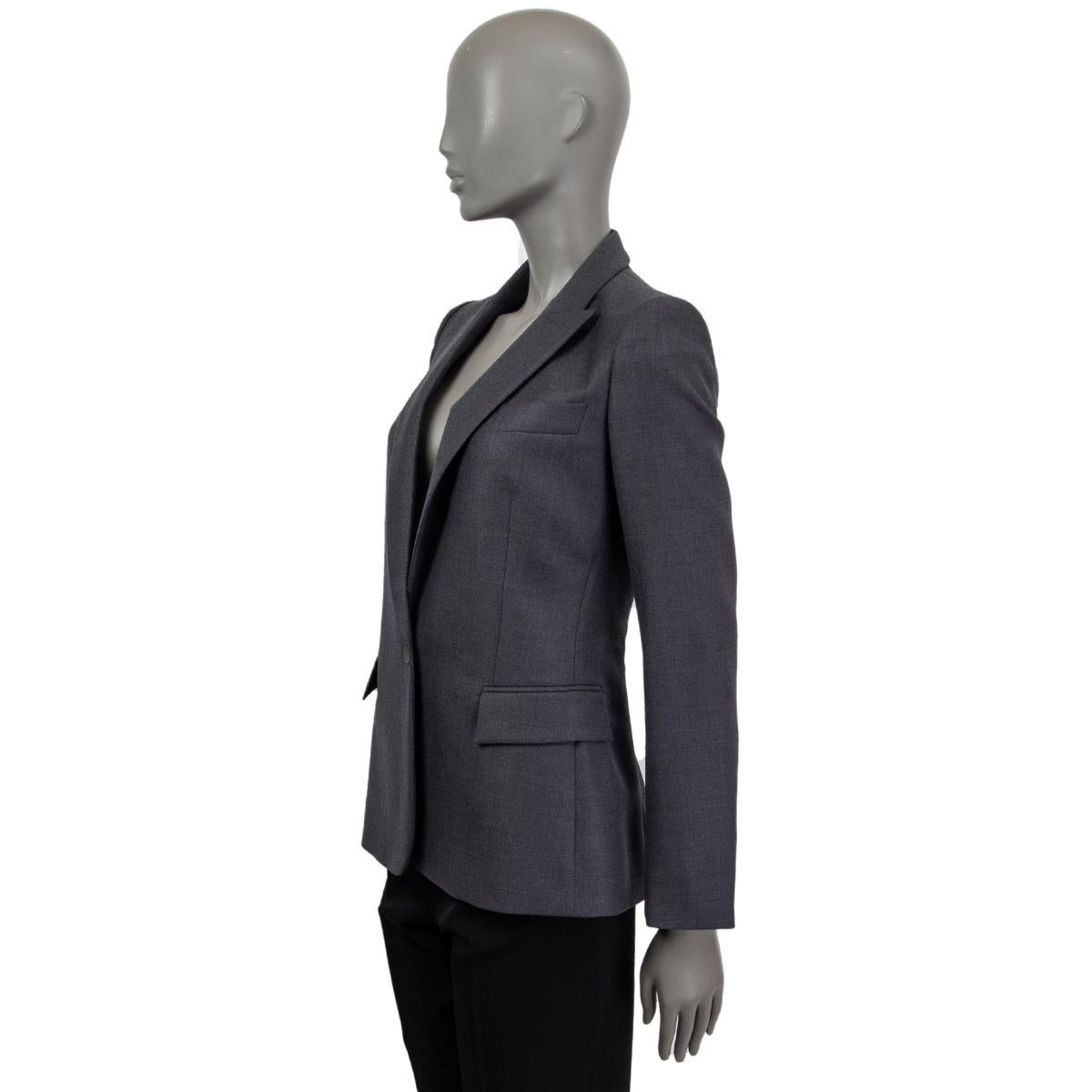 Black STELLA MCCARTNEY dark grey wool SINGLE BUTTON CLASSIC Blazer Jacket 38 XS For Sale