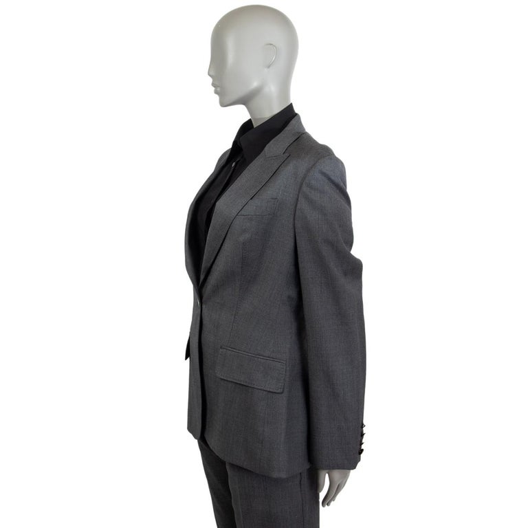 STELLA MCCARTNEY dark grey wool SINGLE BUTTON SUIT Blazer Jacket 46 XL For Sale at 1stDibs
