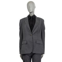 STELLA MCCARTNEY dark grey wool SINGLE BUTTON SUIT Blazer Jacket 46 XL