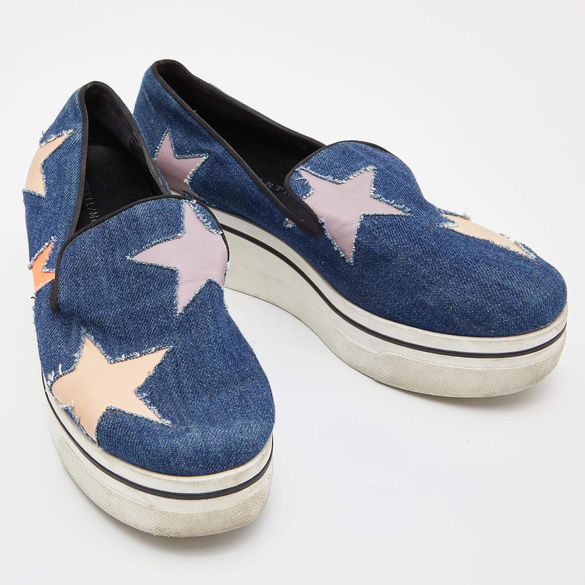 Stella McCartney Denim y Piel Binx Star Plataforma Zapatillas Slip On Talla 38 en Bastante bueno Estado en Dubai, Al Qouz 2