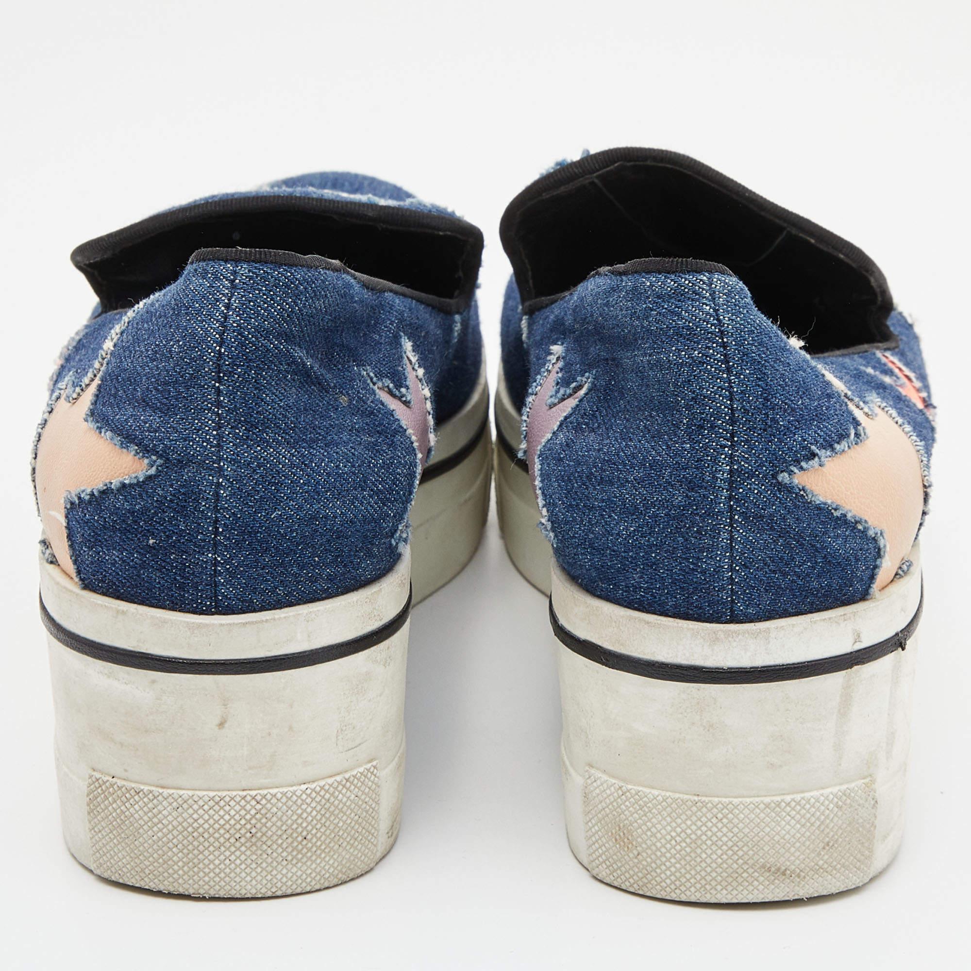 De las mujeres Stella McCartney Denim y Piel Binx Star Plataforma Zapatillas Slip On Talla 38