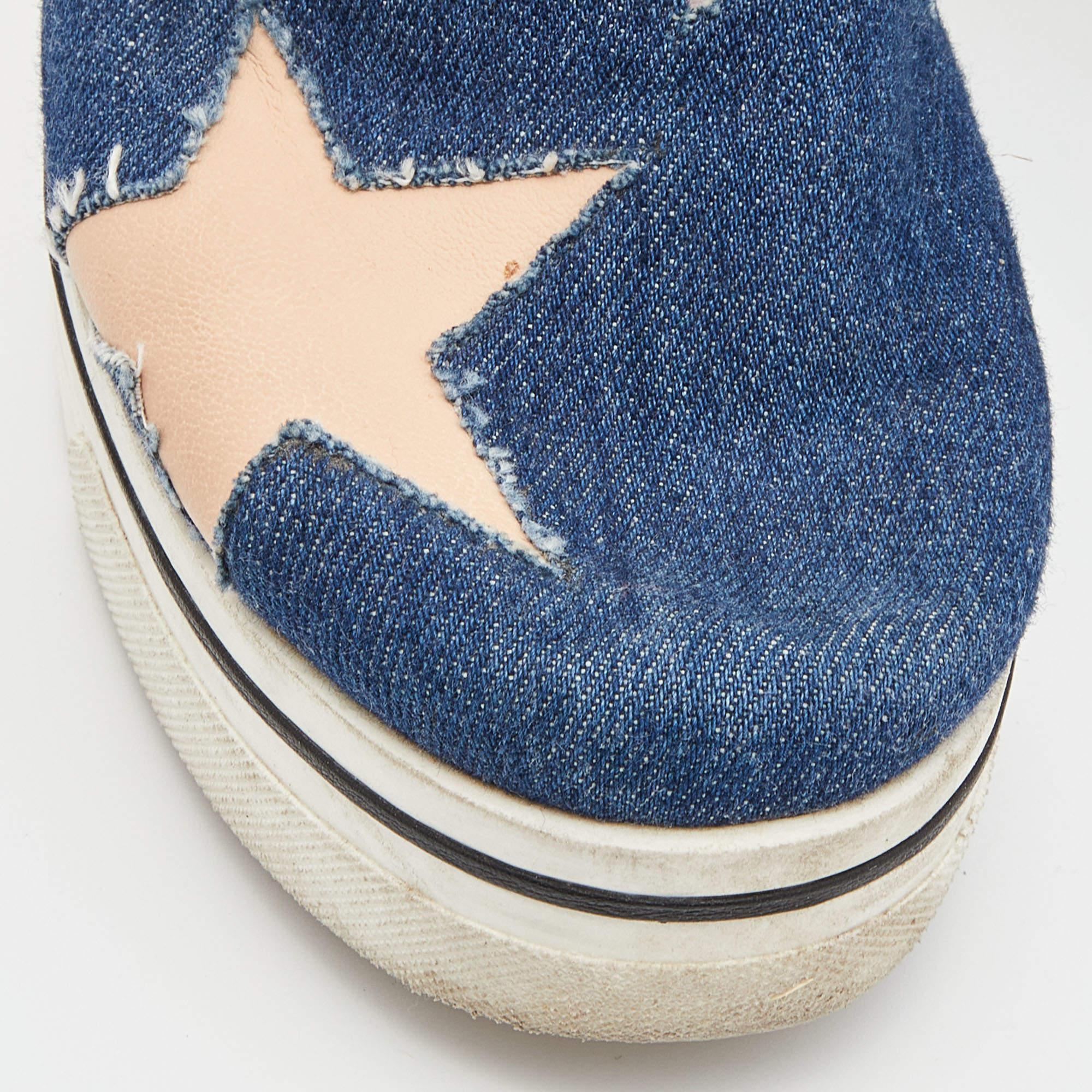 Stella McCartney Denim y Piel Binx Star Plataforma Zapatillas Slip On Talla 38 2