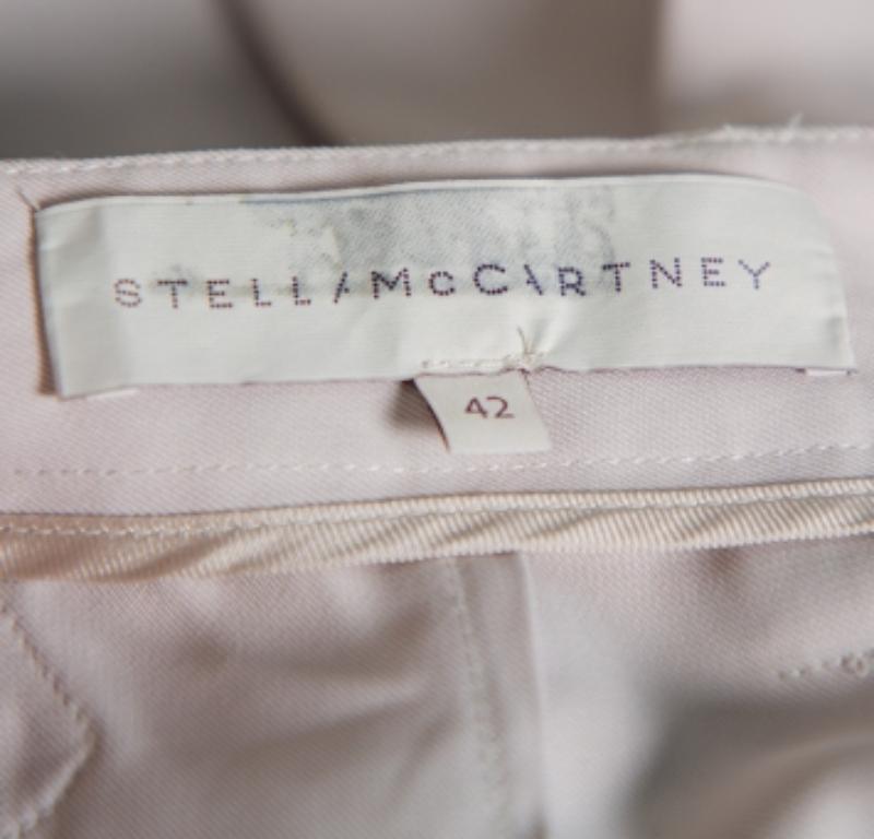 Stella McCartney Ecru Silk Blend Wide Leg Trousers M For Sale 1